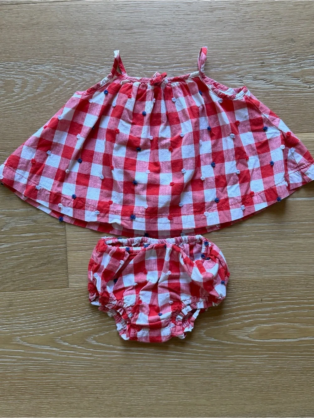 Baby Gal - Red Gingham Baby Dress & Bloomers Set